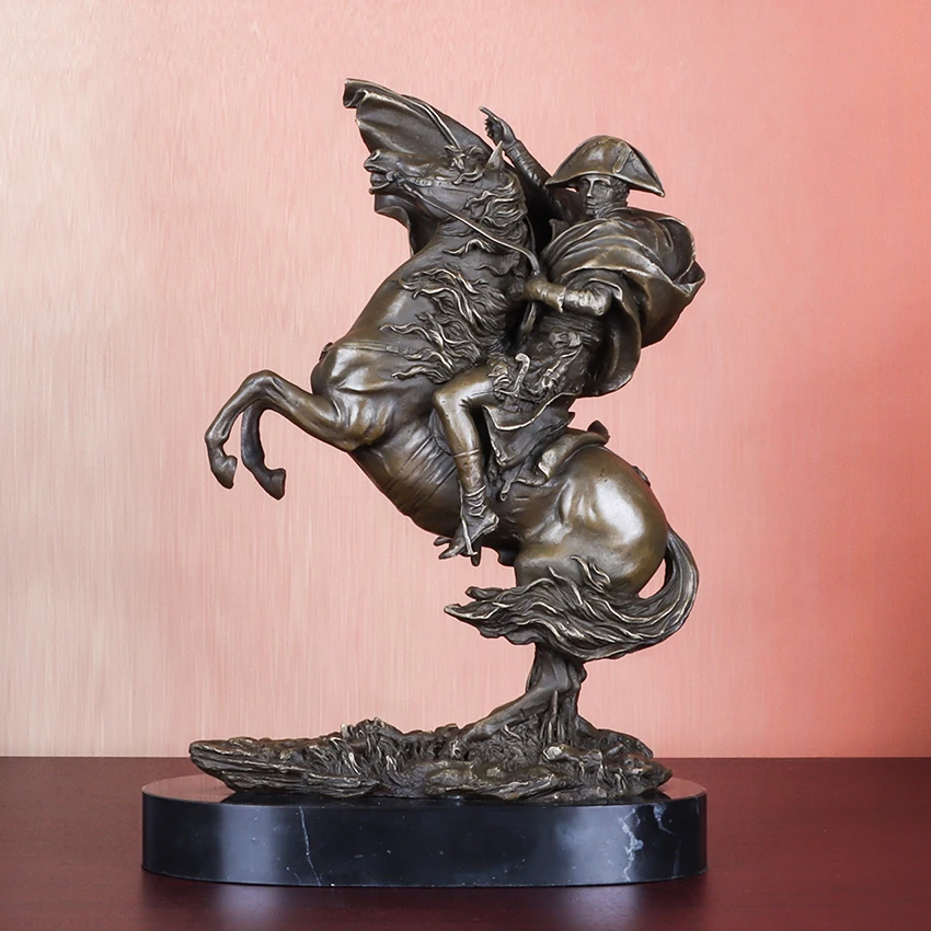 

Napoleon Crossing the Saint Bernard Pass Statue Sculpture Bronze Gorgeous Home Office Decor 30cm