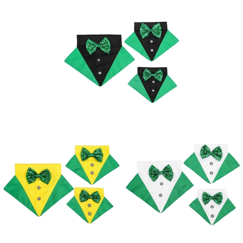 

Patrick Day Dog Bandanas Collar with Bows Tie Collar Dog Bib Dog Scarves Neckerchief for Pet