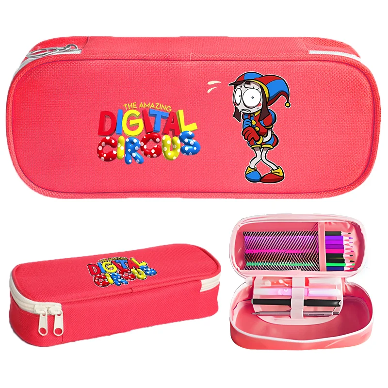 The Amazing Digital Circus Pencil Case Cartoon Square Stationery Bag Anime Student Borsa Portaoggetti Di Grande Capacità Decor Kids Pen Box