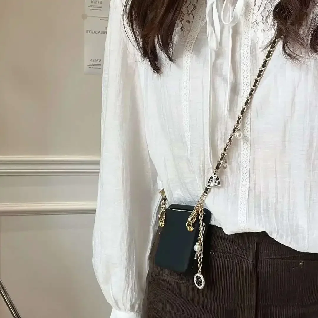 Fashion Luxury Diamond Leather Wallet Crossbody Lanyard Phone Case