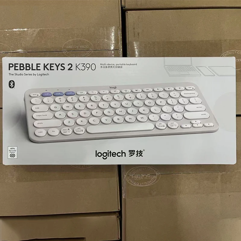 로지텍이 새롭게 업그레이드한 PEBBLE KEYS 2 K390 무선 블루투스 키보드는 초박형 휴대용 10개의 맞춤형 79키입니다.