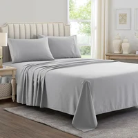 Battilo Double Bed Sheets 4Pieces Set Fitted Flat Sheet with Pillowscase Luxury Microfiber King Queen Full Twin Size Bedding Set 3