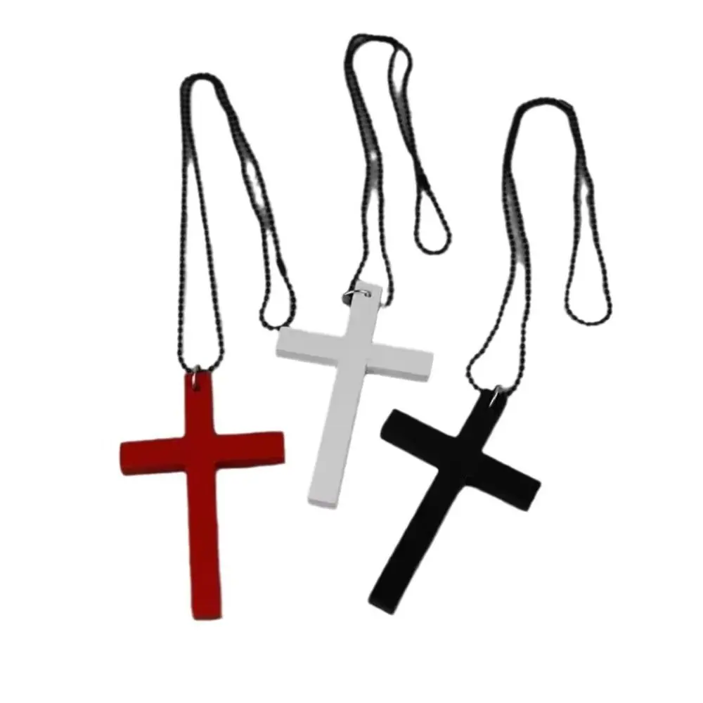 Punk Gothic Black Cross Pendant Necklace - Trendy Y2K Hip Hop Sweater Chain Gift