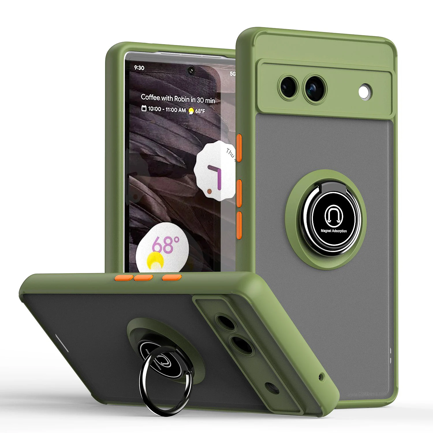 Shockproof Armor Matte Case with Magnetic Ring Stand Holder