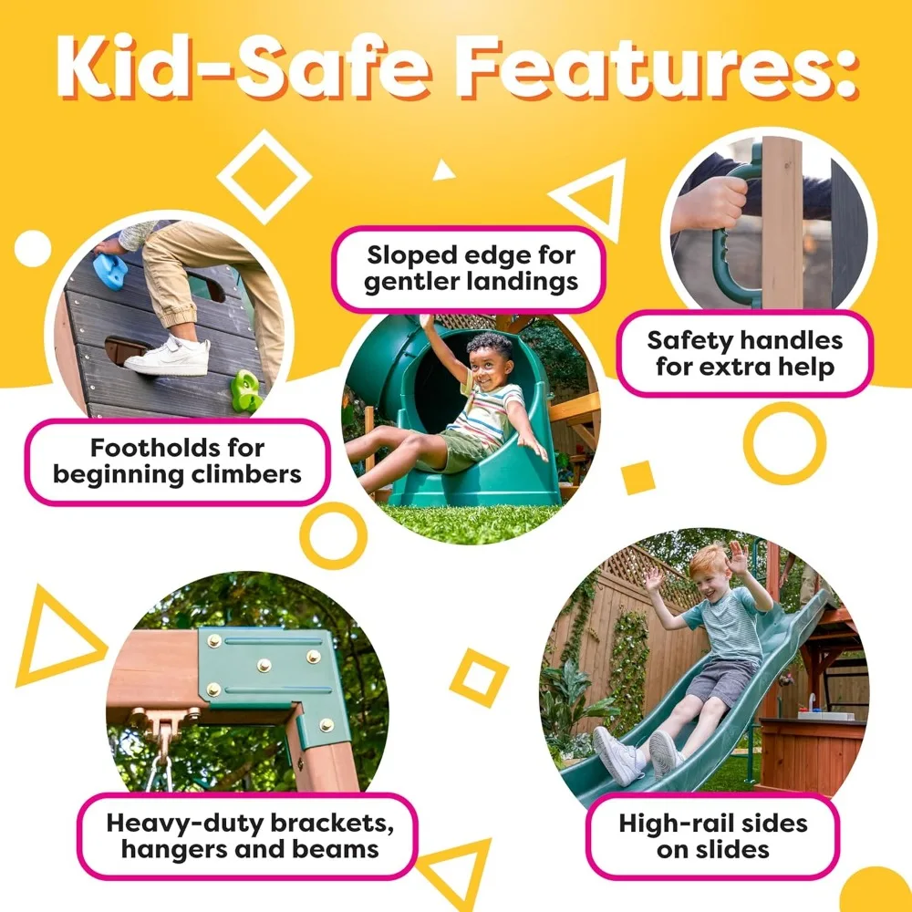 Wooden Swing Set With slide 4