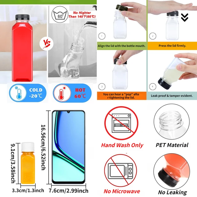 10pcsPlastic Juice Bottles Long-Lasting, Spill-Proof, Milk, and More - Easy Cleaning and Refilling Clear Water Bottle Portable ﻿ 6