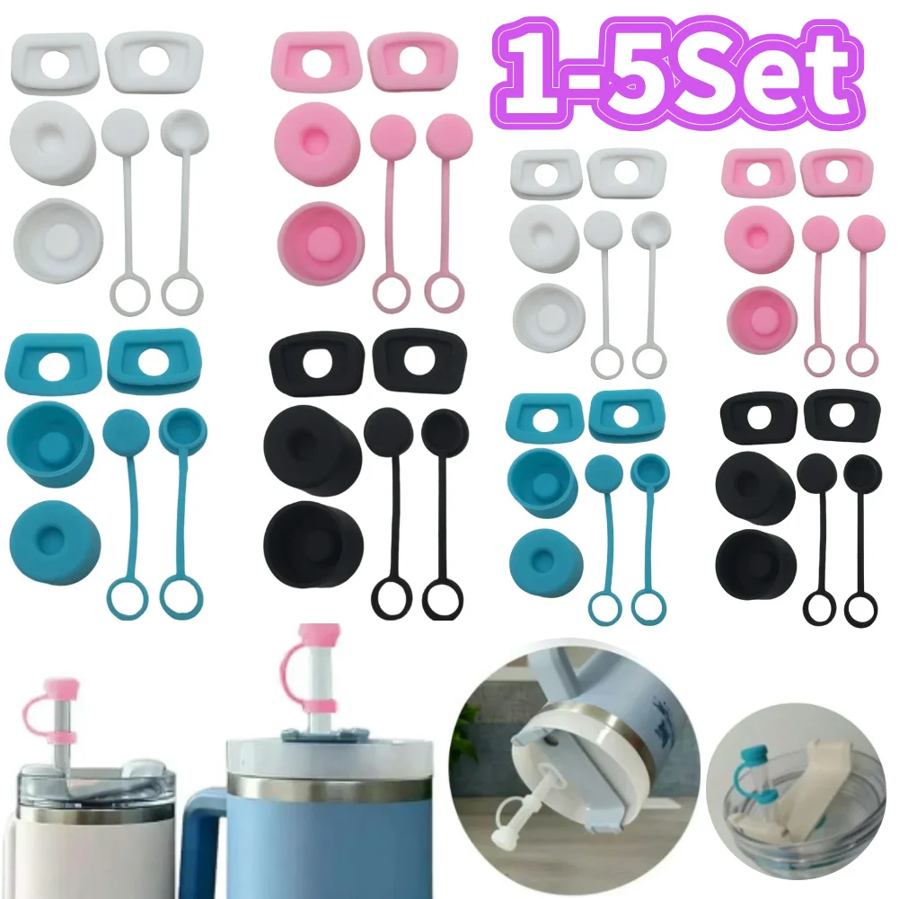 Tumbler Cover 6PC Silicone Spill Proof for Stanley Cup 40oz/30oz