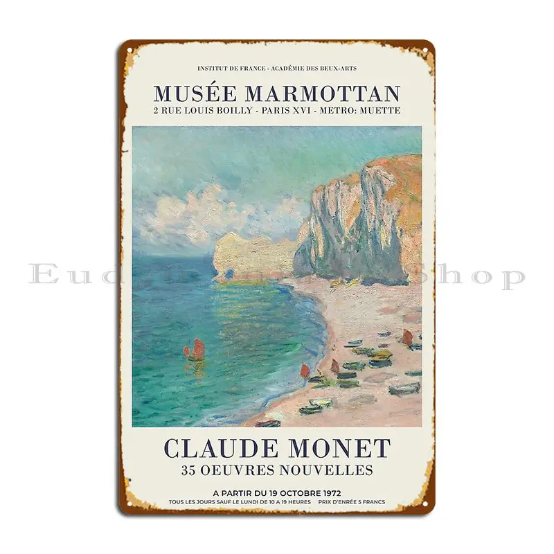 Металлический плакат для кинотеатра, Постер Клод Моне Etretat на пляже и скале скальза D Amont, печать в гостиной, гараже