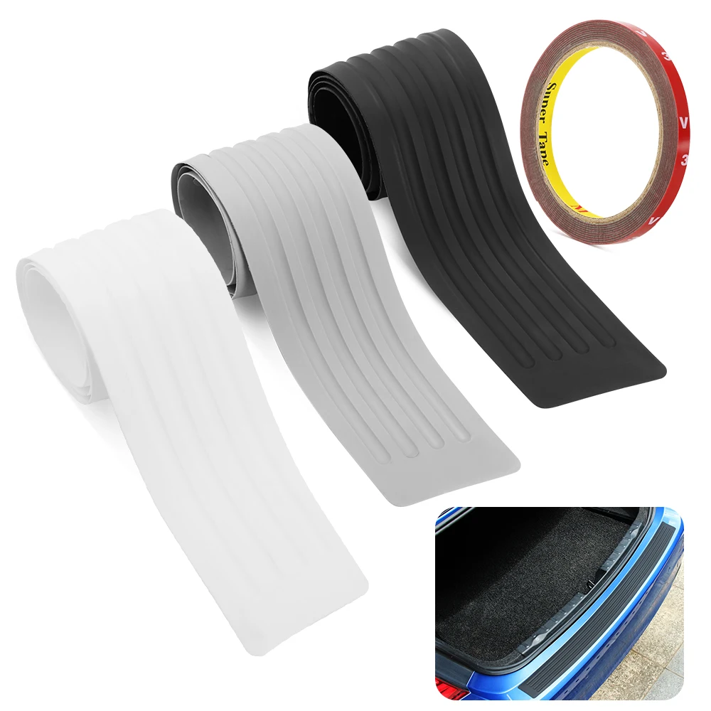 Universal 104*9cm 90*8cm Auto Stamm Tür Sill Platte Schutz Hinten Stoßstange Schutz Gummi Leisten pad Trim Abdeckung Streifen Auto Styling