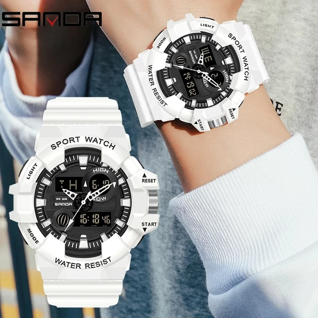 SANDA-reloj deportivo de cuarzo para hombre, cronógrafo militar de lujo, resistente al agua, con pantalla Dual y alarma, 780 2