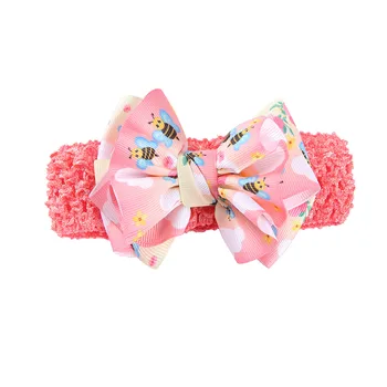 Baby Bows Headbands Lot Elastic Knit Toddler Baby Girls Flower Headband Floral Prints Infant Hair Accessories Kids Headwear 5