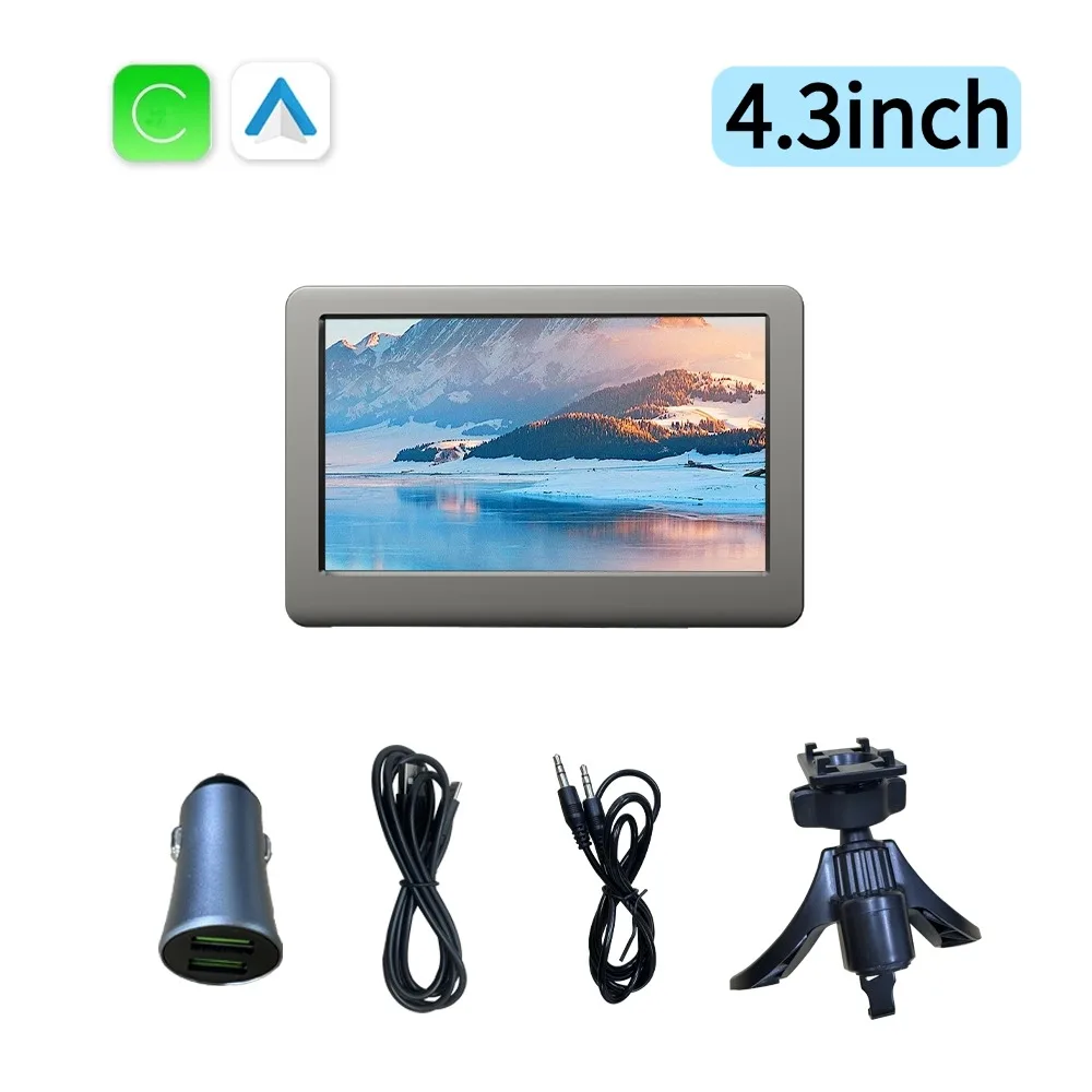 4,3 "inalámbrico CarPlay Android Auto Universal portátil Radio de coche Mirror Link Player BT Audio AUX estéreo para Apple o Android 1