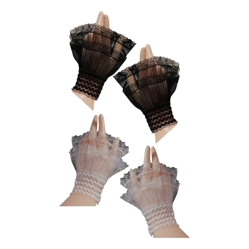 

Съемная рубашка, плиссированные расклешенные рукава, накладные манжеты, белый, черный плиссированный браслет 264E