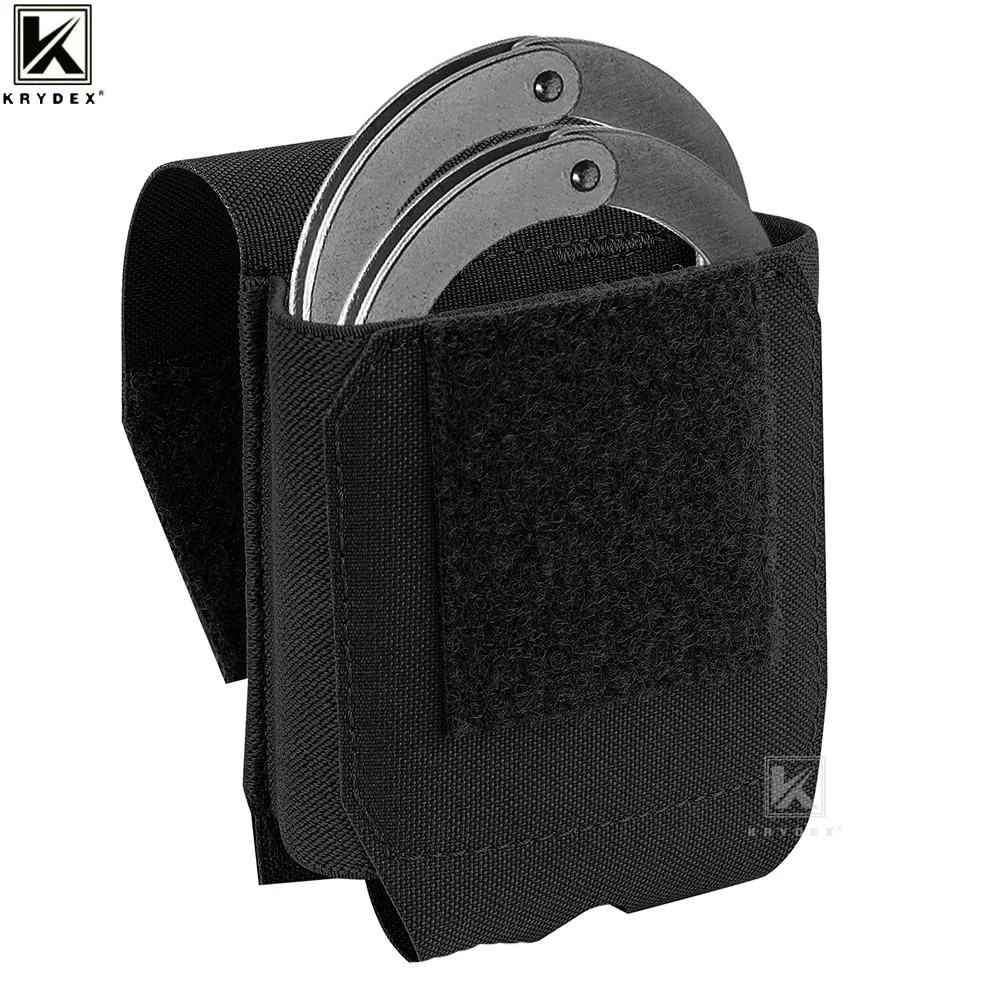 KRYDEX Tactical Handcuff Case Pouch Low Profile Cuff Case Holster Waist Belt Pocket Bag Law Enforcement Shooting Gear Black