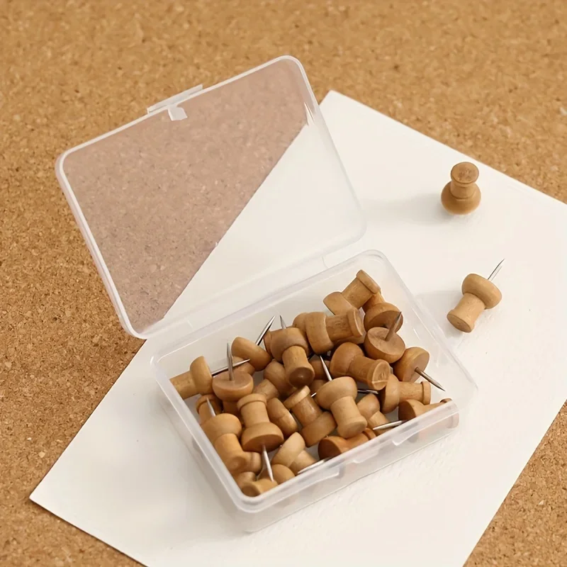 10개 혼합형 창의적인 나무 푸시핀 - 코르크보드 벽 게시판용, 사진, 지도, 메모 고정, DIY 사진 벽 장식