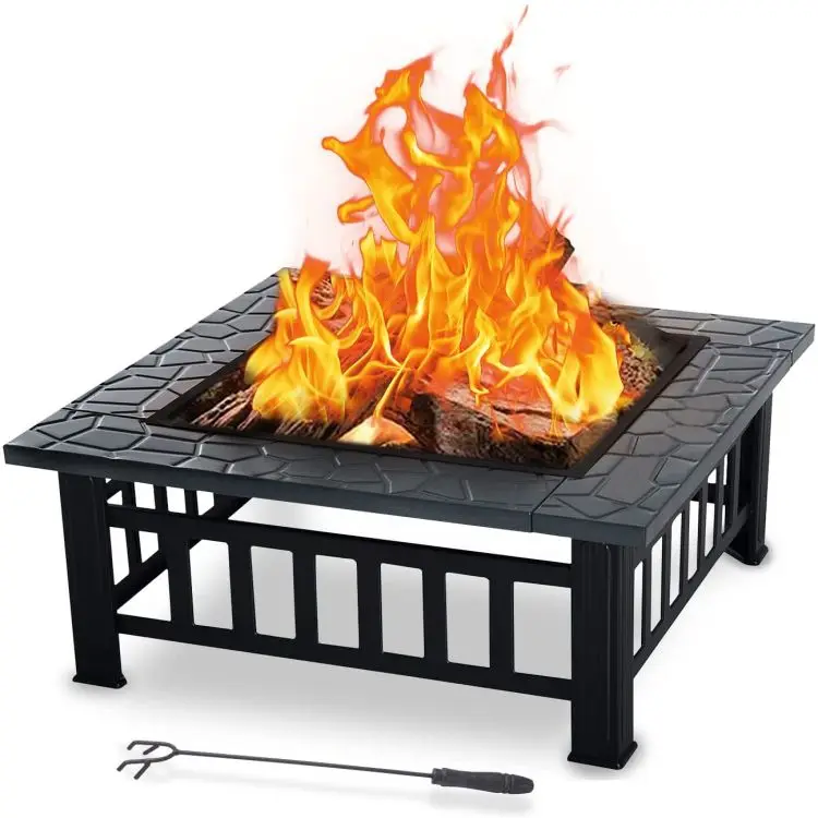 Multifunction Garden Wood Burning Table Fire Pit Outdoor Table with Grills Bbq PLATE OVEN WARM POT STOVE 3