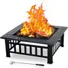 Multifunction Garden Wood Burning Table Fire Pit Outdoor Table with Grills Bbq PLATE OVEN WARM POT STOVE 3
