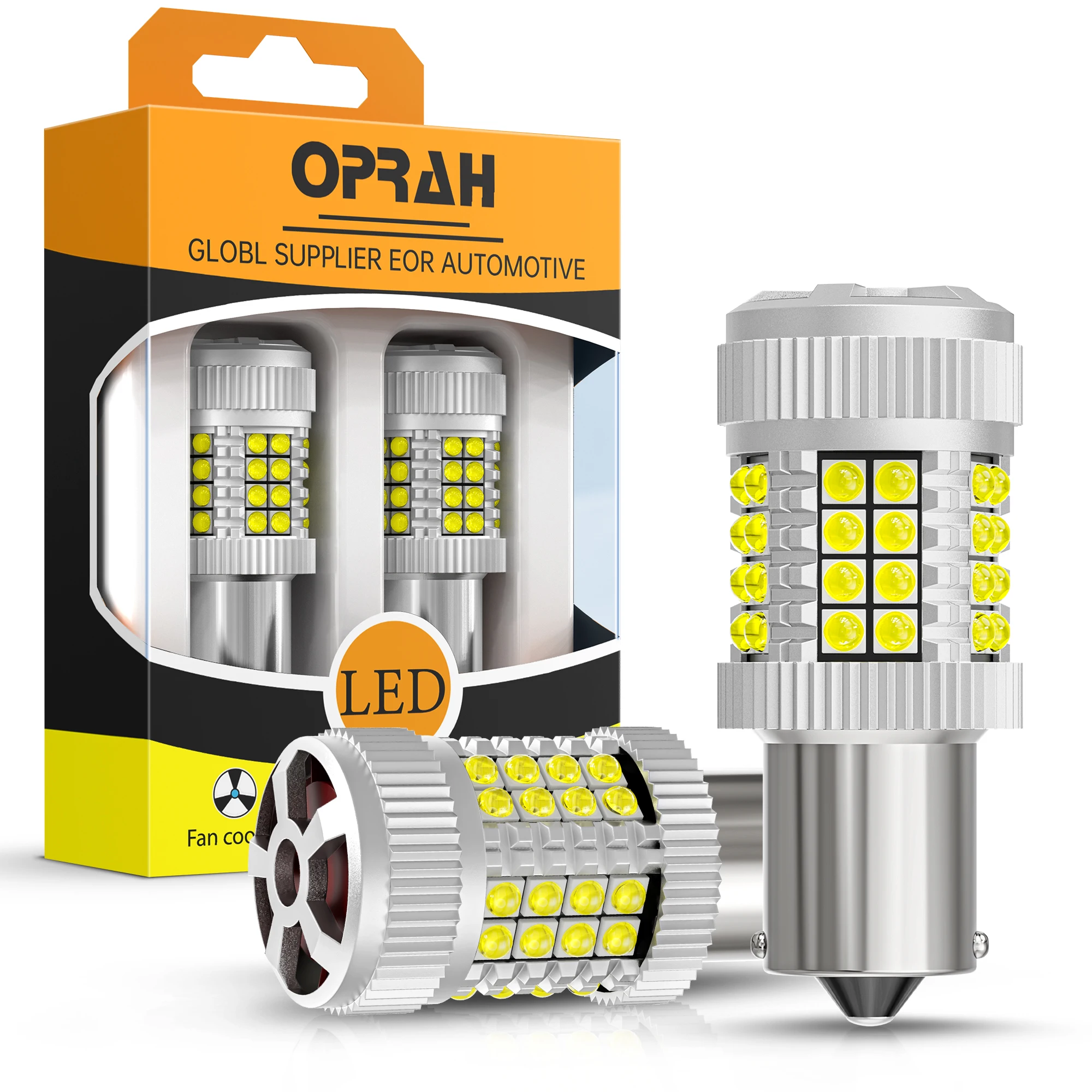 

Oprah 2pcs High Power Car LED Light 1156 PY21W 1157 BAY15D P21/5W Canbus Front Tail Turn Signal Lamp With A Fan 7440 W21/5W 12V