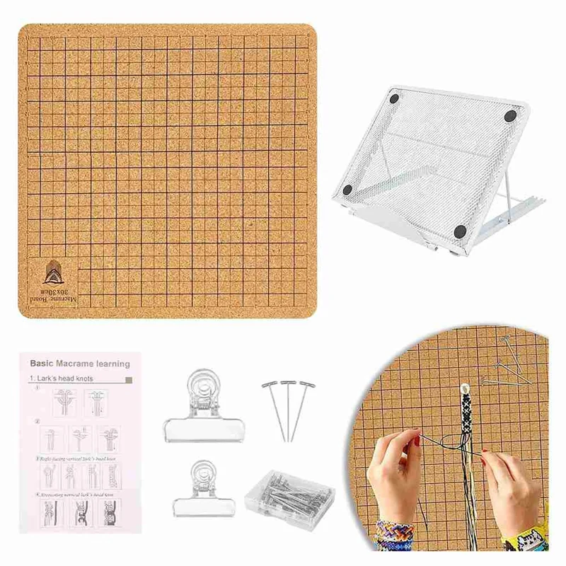 Braiding Board And Pin Set With Holder Double Sided Braiding Board,For Bracelets,Knotting Rope Macrame Kit-AU68