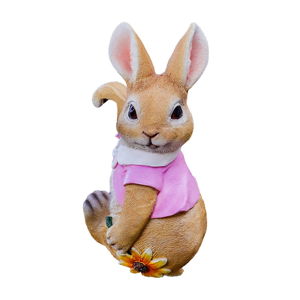 Cute Rabbit Statue Ornament Garden Supplies Resin Figurine Decoration Craft Handicraft  Gifts for Outdoor Indoor Yard