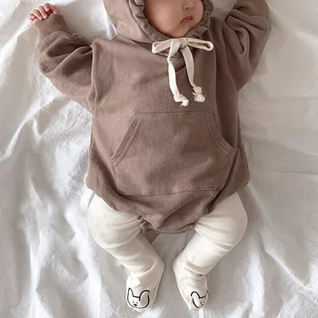 Abbigliamento Autunnale per Neonati, Tutina con Cappuccio a Forma di Orso, Body a Maniche Lunghe per Bambini e Bambine