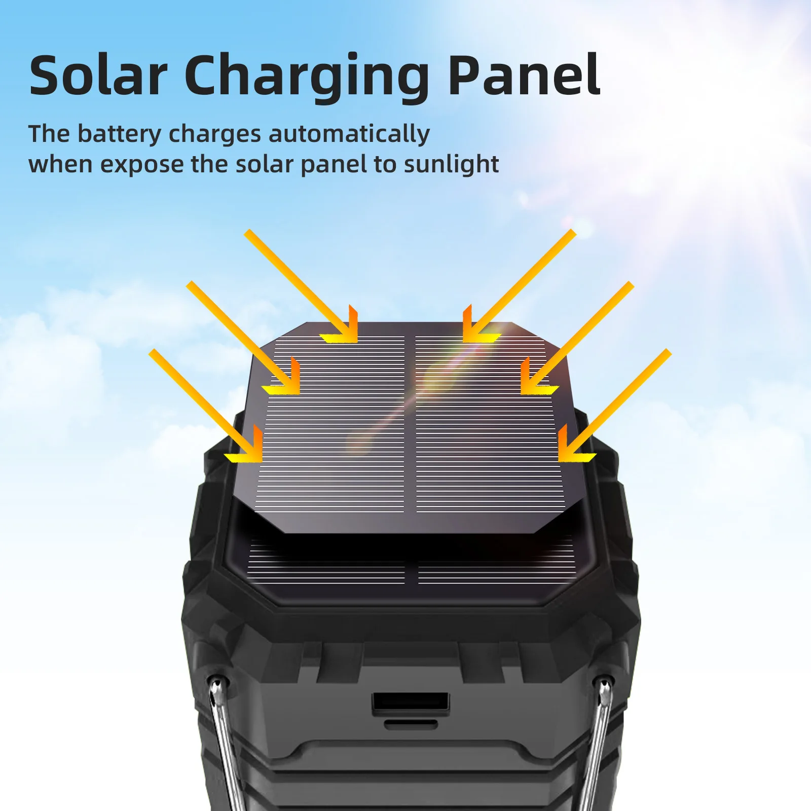 Solarny powerbank z korbką i latarką led na kemping i telefon_voghion.com