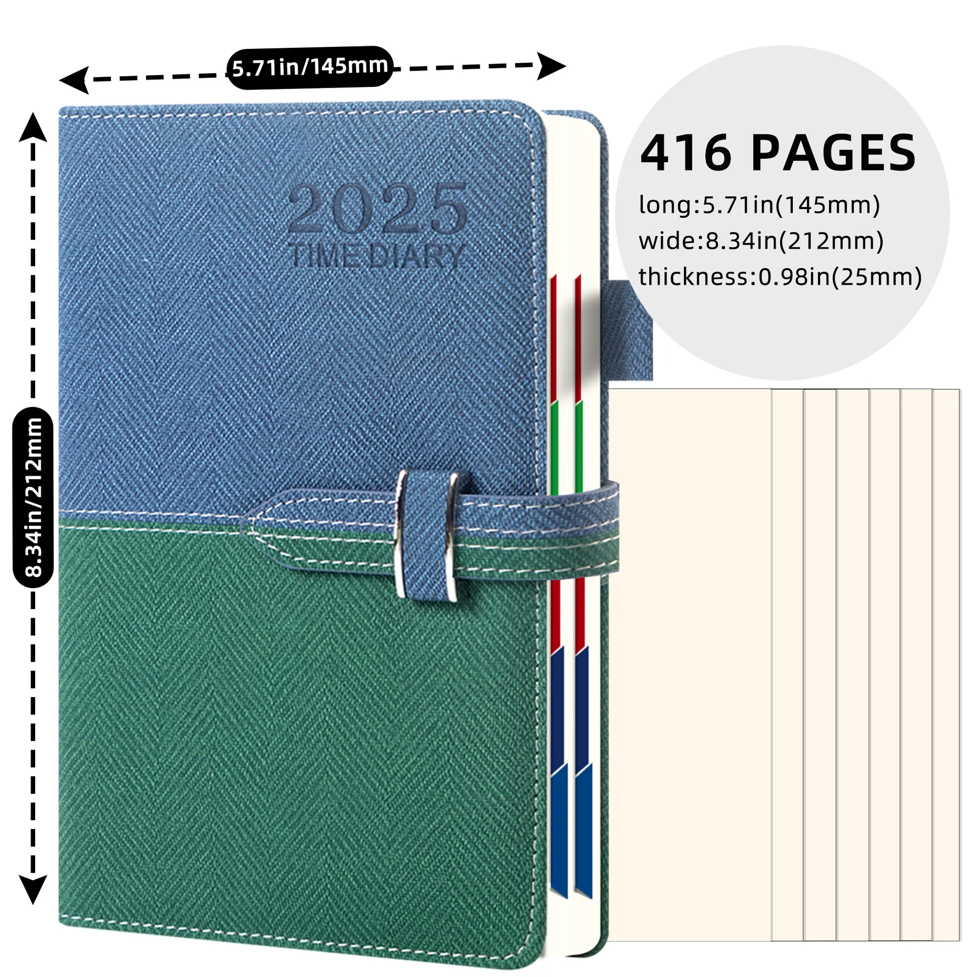 English-French-Spanish Planner with Color-Coded Pages and Daily Schedule for Efficient Time Management