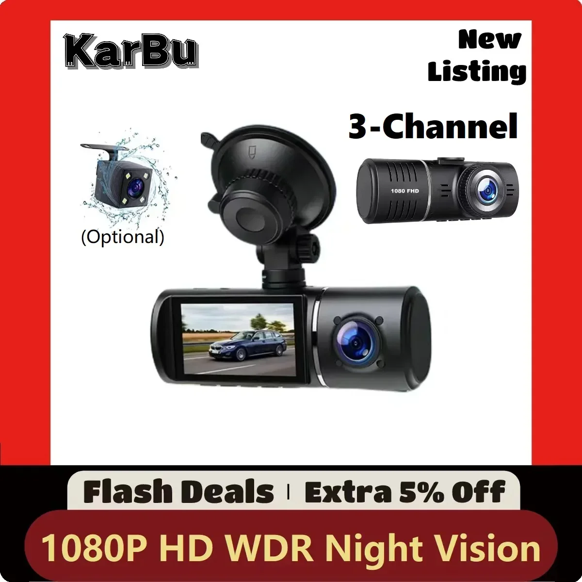 

1080P Dash Cam 3 Camera for Car Dvr Night Vision Front and Rear Dvrs Dashcam 24h Parking Monitor Kamera Samochodowa Rejestrator