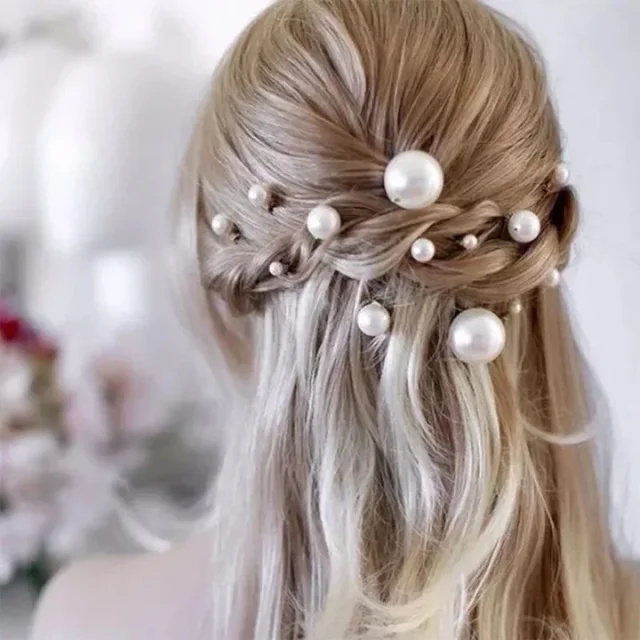20pcs Elegant Pearl Crystal Hairpin Wedding Bridal U-shaped Metal Hair Comb Forks for Women Hairstyle Clips Jewelry Accessories 2
