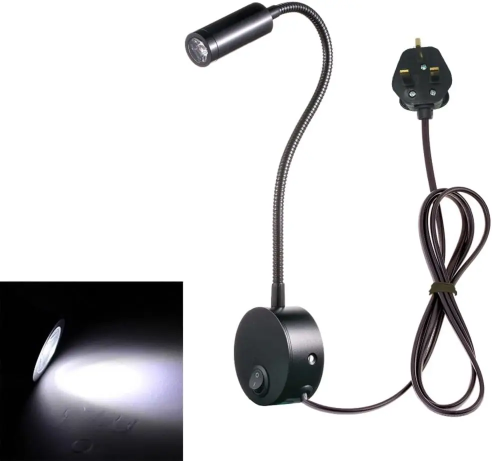 

Focos W Flexible Gooseneck Plug in Reading Art Works Show Accent Light Wall Mount Sconce Spot Lamp Fixture with On/Off Swit