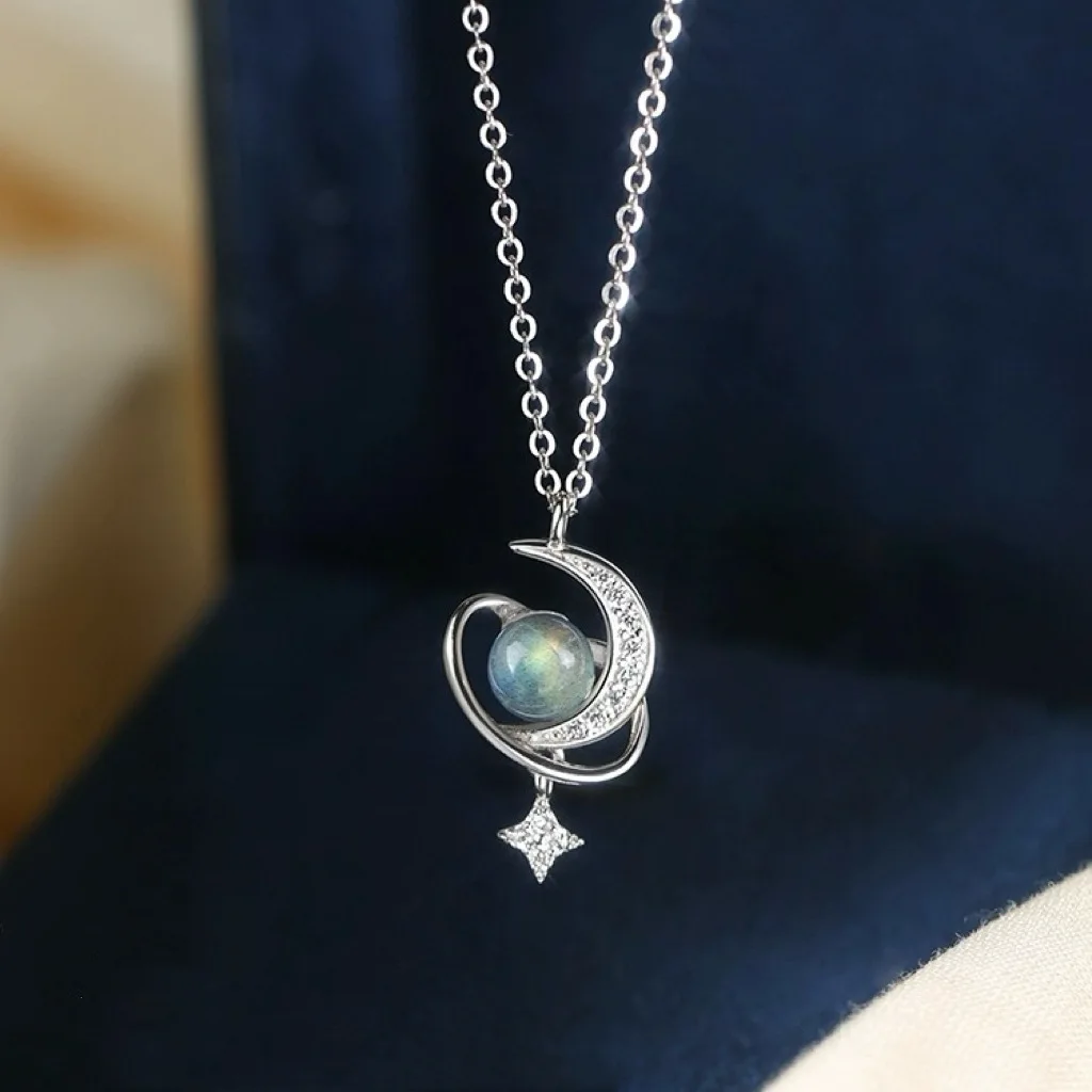 Designer Necklace for Women Luxury Sterling Silver 925 moon and star Couple Pendant Valentines Day Fine Jewelry And Accessory