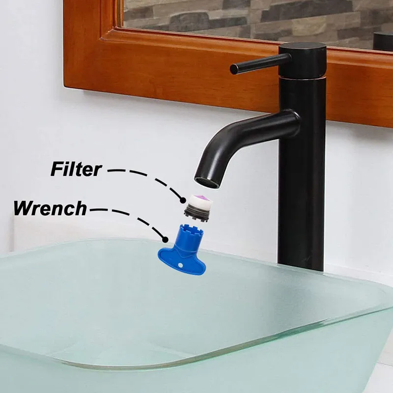 Faucet Aerator Plastic Practical Repair Wrench with Bubbler Filter Key Tap Tool Foamer Removal Spanner Instrument