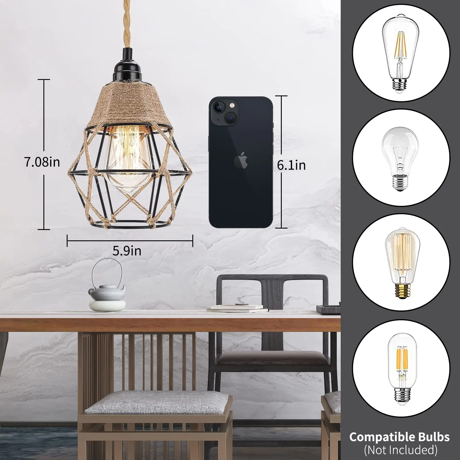Ledsone Paralume da Soffitto Metallo Gabbia Easy Fit Parete Lampada Tonalità UK