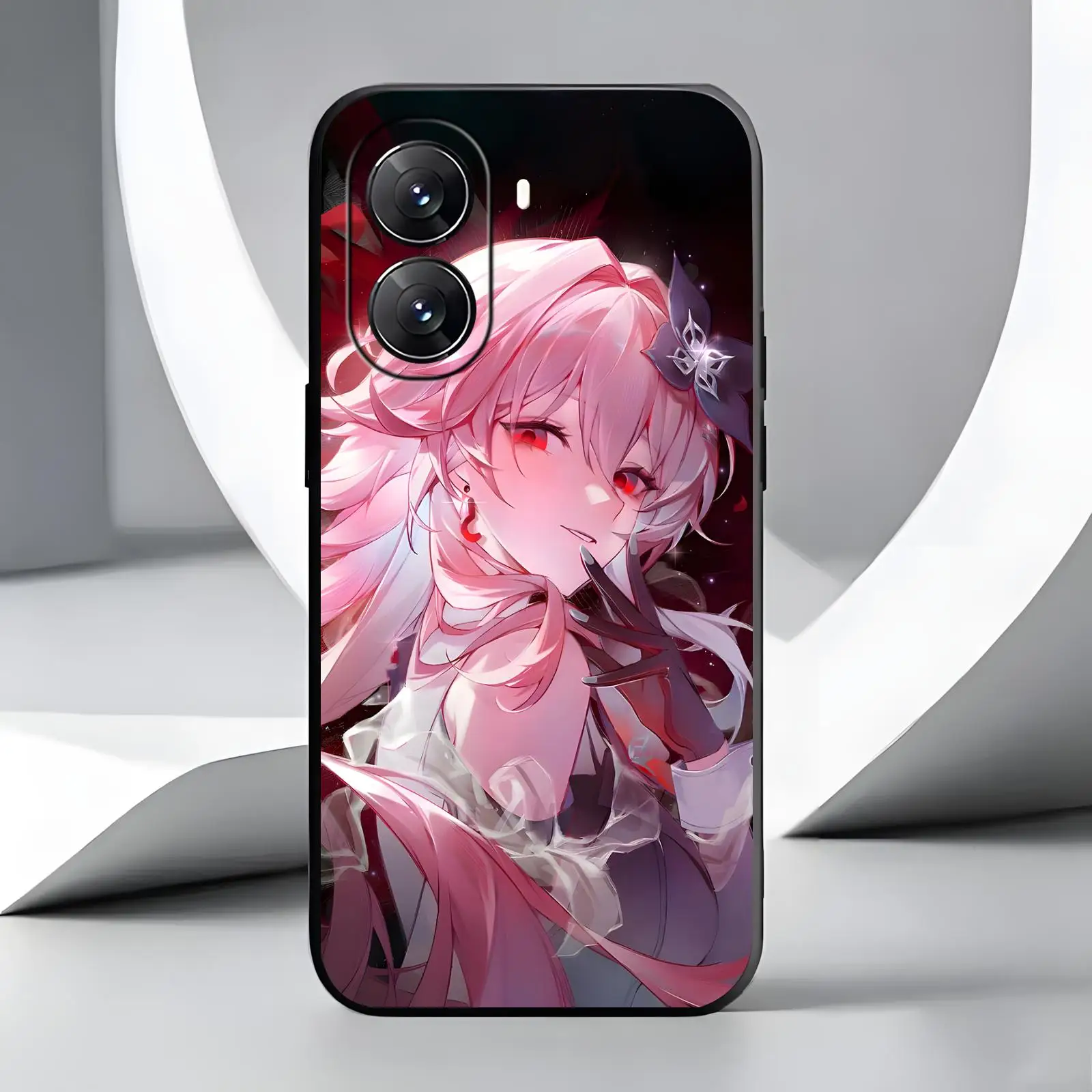 Stylish Black Shockproof Phone Case with Honkai Star Rail Cerydra Design