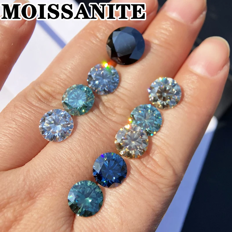 

3mm~12mm Round Shape Moissanite Loose Stone Multicolor VVS1 Brilliant Cut Gemstones With GRA Certificated DIY Ring Jewelry