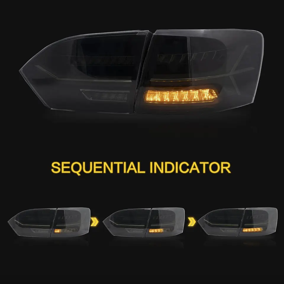 Custom Smoked LED Tail Lights With Sequential Turn Signals For 2011-2014 Volkswagen Jetta (MK6)