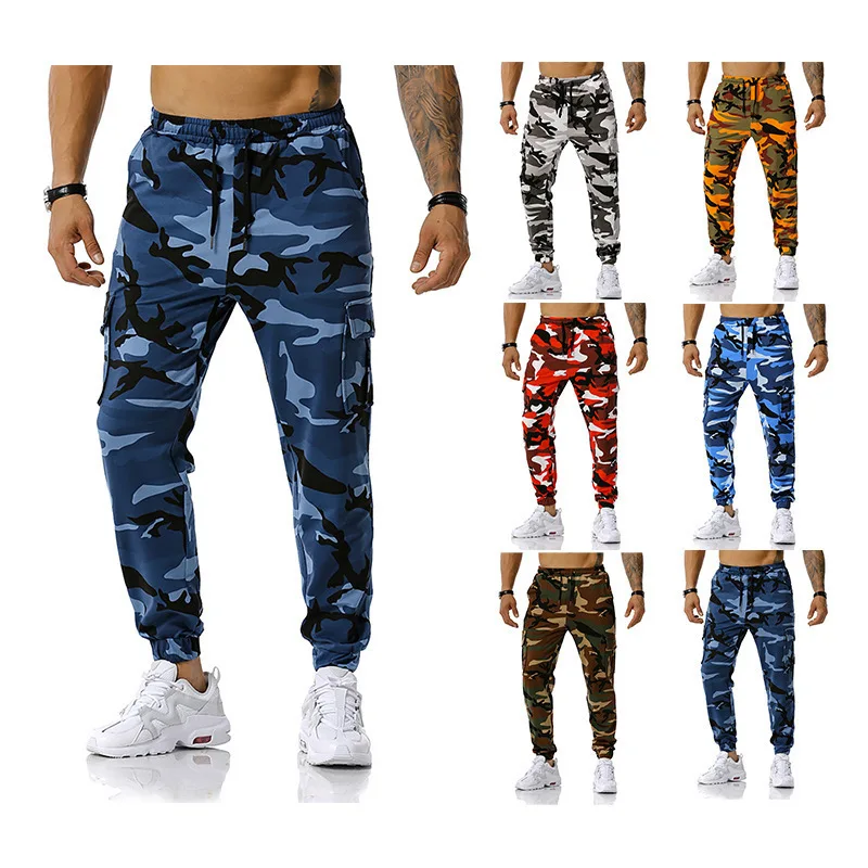 Mens Camo Cargo Pants Summer Loose Trousers