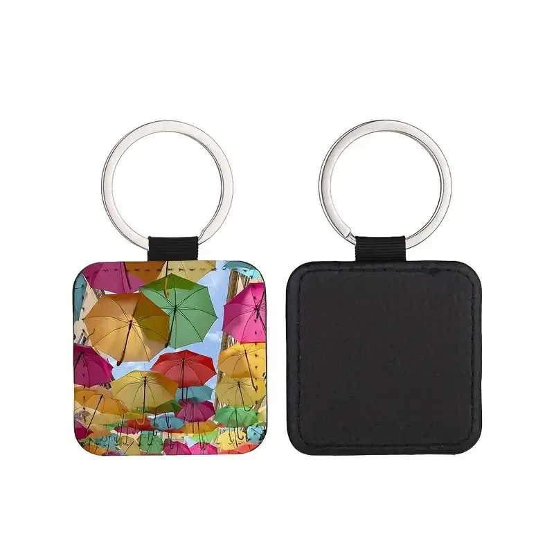 Personalised Photo Keychain - Custom PU Leather Keyring with Sublimation Printing