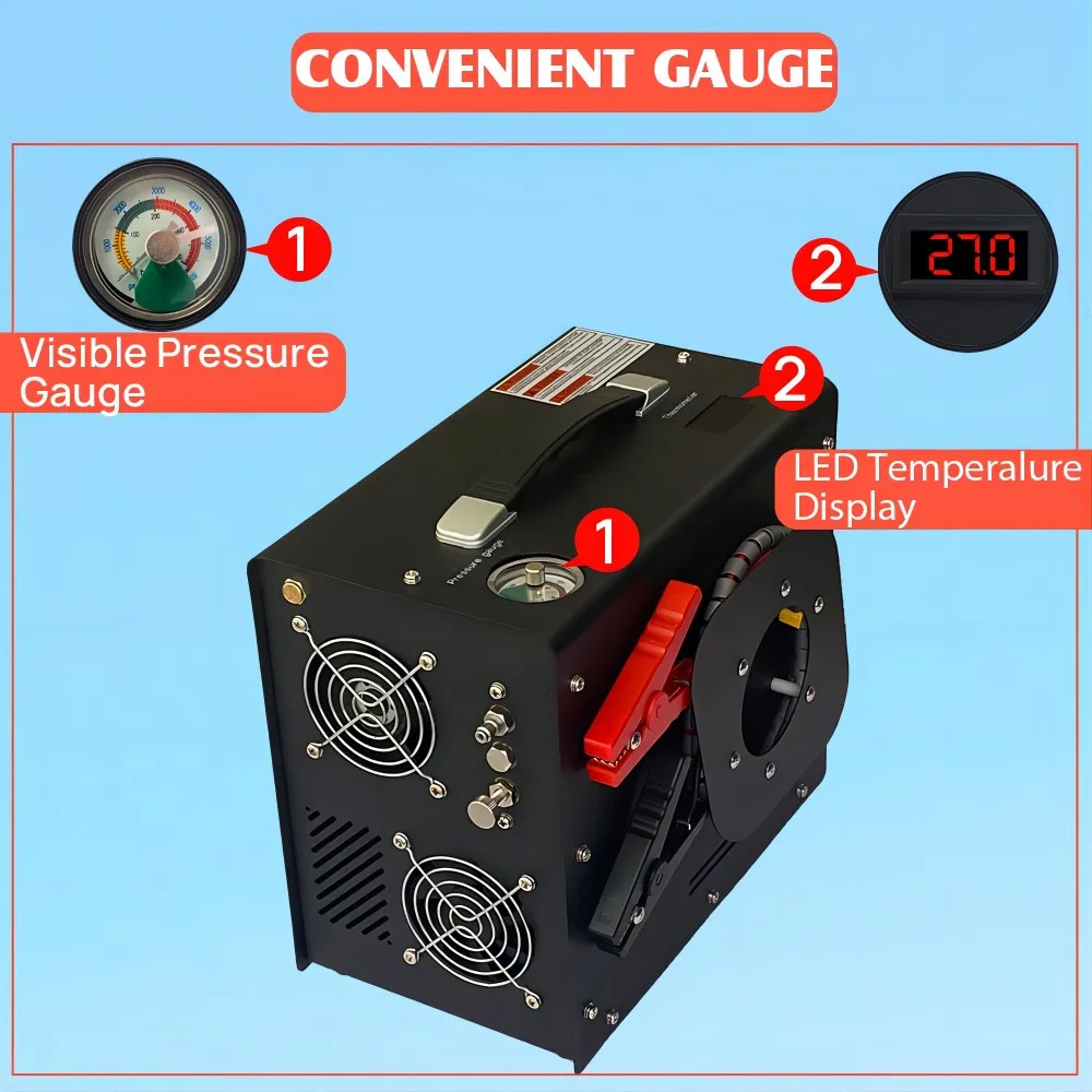 4500PSI PCP Air Compressor Built-in Adapter Auto-Stop Feature for Stable Performance