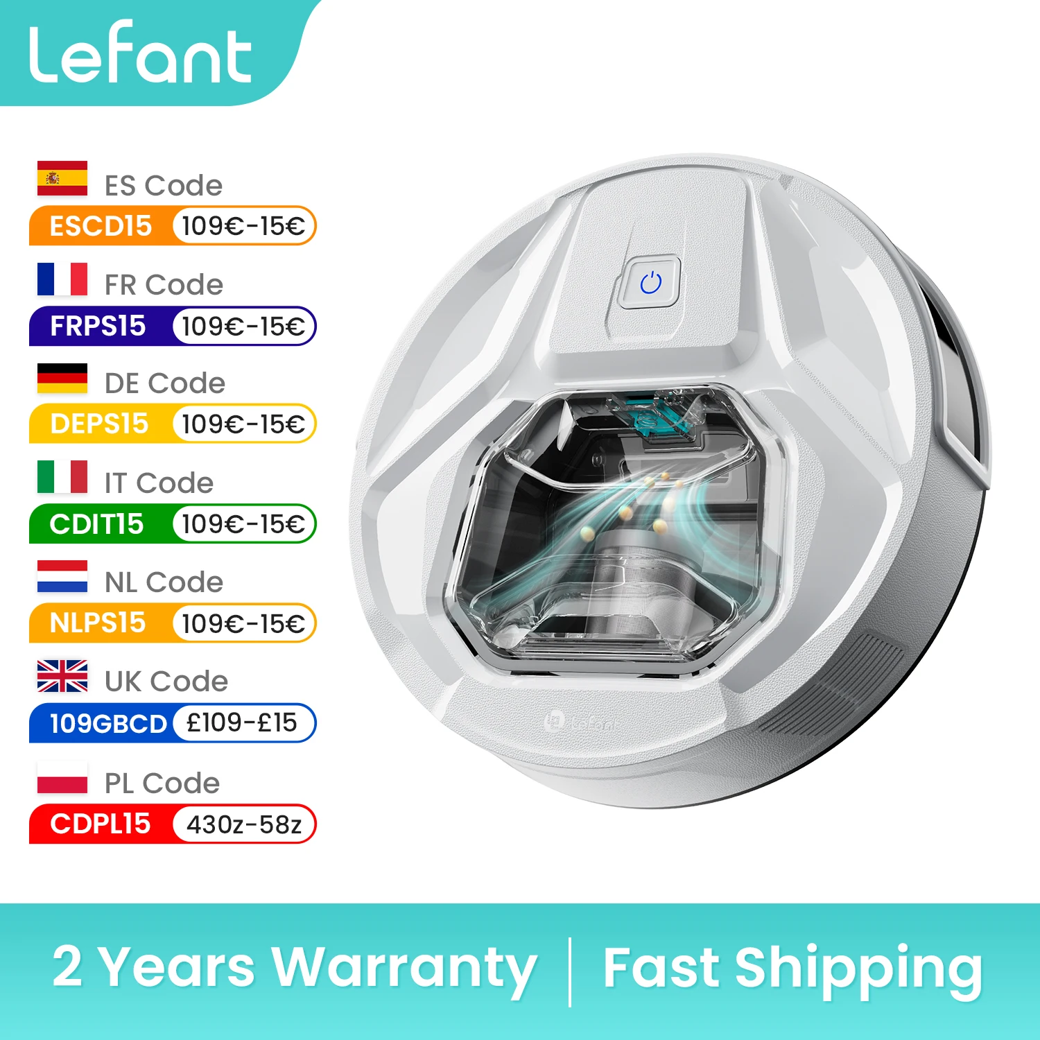 Lefant M320 Robot Vacuum Cleaner with Mop, 6000Pa Powerful Suction - Main Image