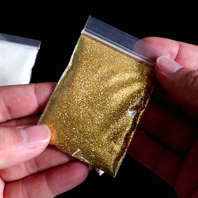 10g Shiny Gold Silver Pow Nail Glitter Dust Solid Color Sparkly Chrome Powder Pigment DIY Crafts Nail Art Decoration Accessories