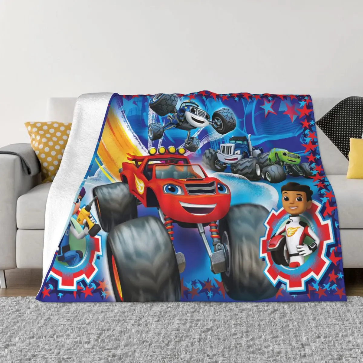 

Одеяло для дивана Blaze And The Monster Machine, бархатное теплое покрывало для кровати с рисунком из мультфильма