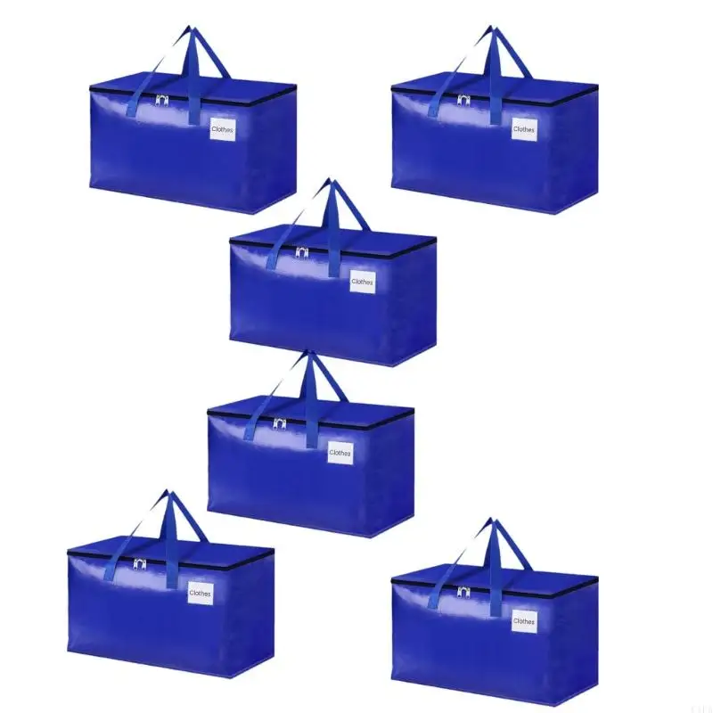 6Pcs Heavy Duty Large Moving Bags Storage Toted for Space Saving,Fold Flat 5