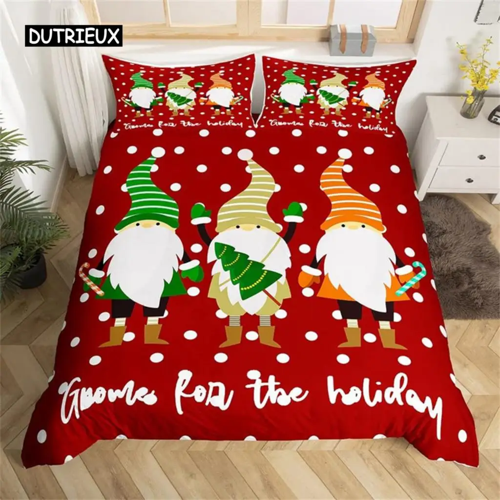 

Cute Santa Claus Duvet Cover Romantic Rose Floral Bedding Set Microfiber Lovely Christmas Dwarf Quilt Cover Twin Bedroom Decor