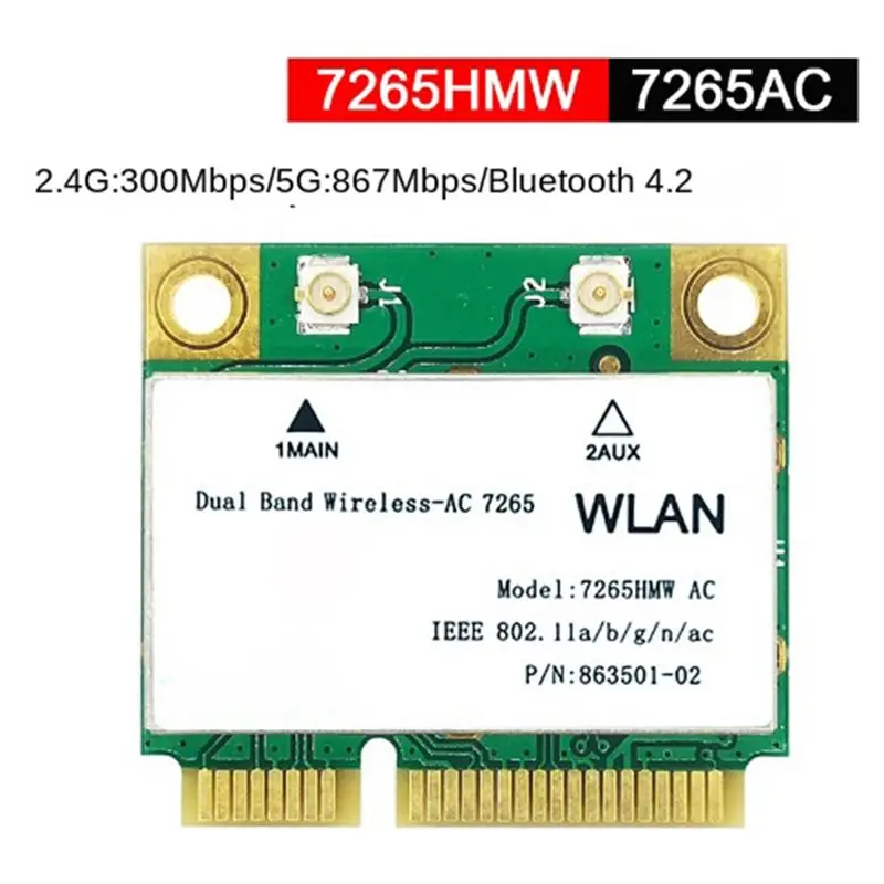 SWXF 1200M WiFi 무선 LAN 듀얼 밴드 2.4G 5Ghz 블루투스 4.2 기가비트 무선 LAN 어댑터 (Win7, Win8, Win10, Linux 7265HMW 호환)