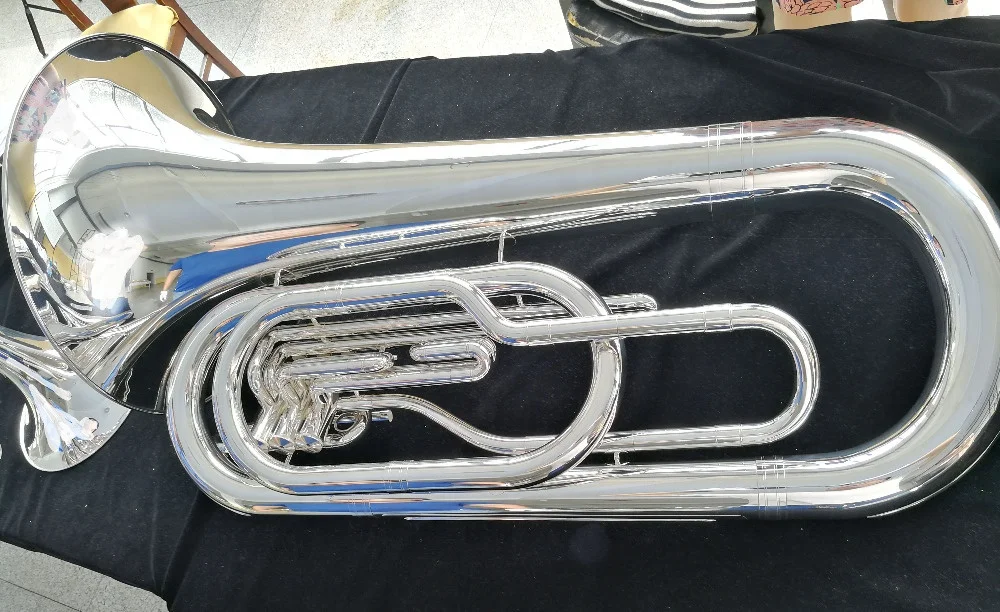 High Grade Wind Brass Instrument Gold Lacquer Bb Tone Piston Marching Tuba With Gold Brass Leadpipe (JMT-130)