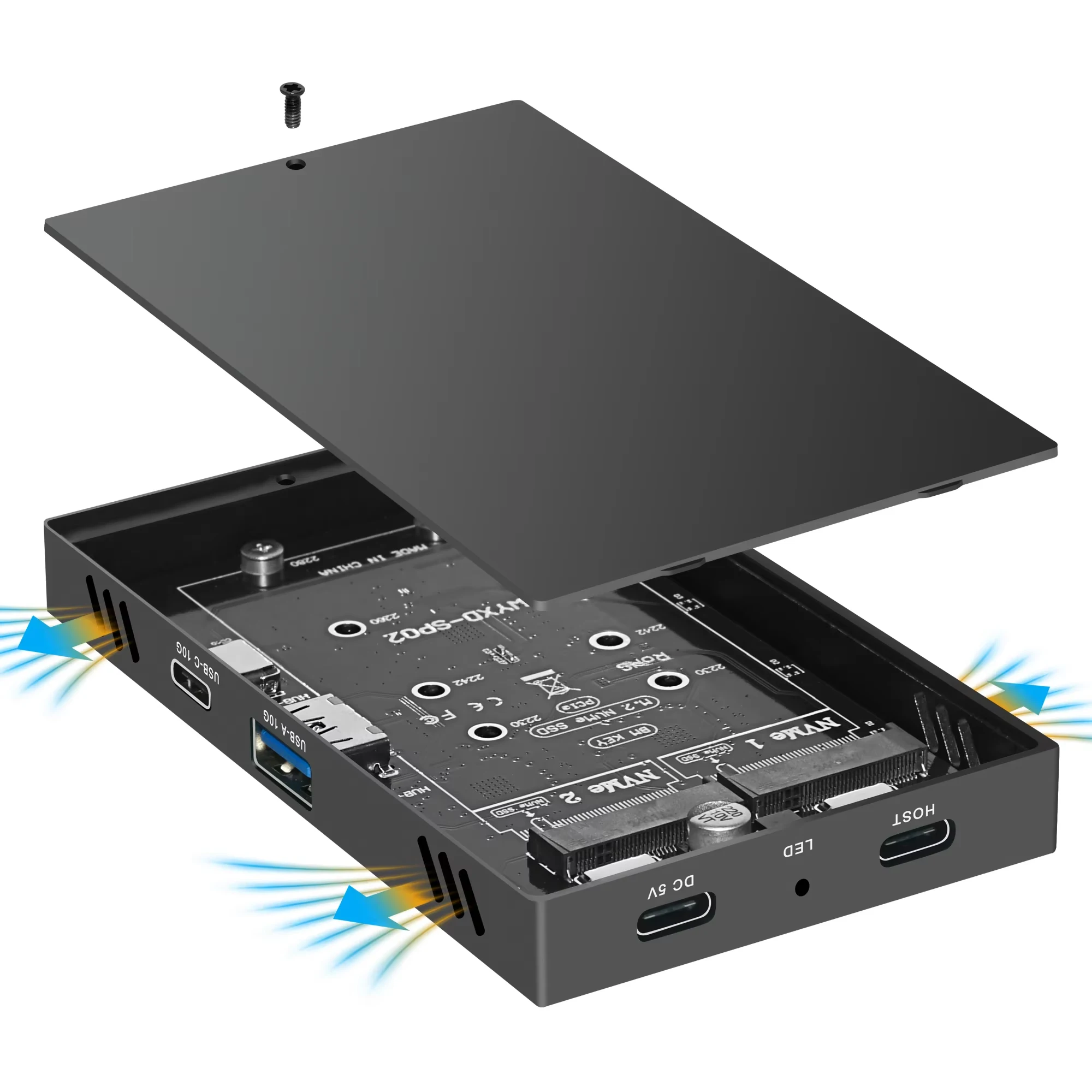 Boîtier SSD M.2 NVMe, 10 Gbps Adaptateur M.2 USB C 3.2 Gen 2