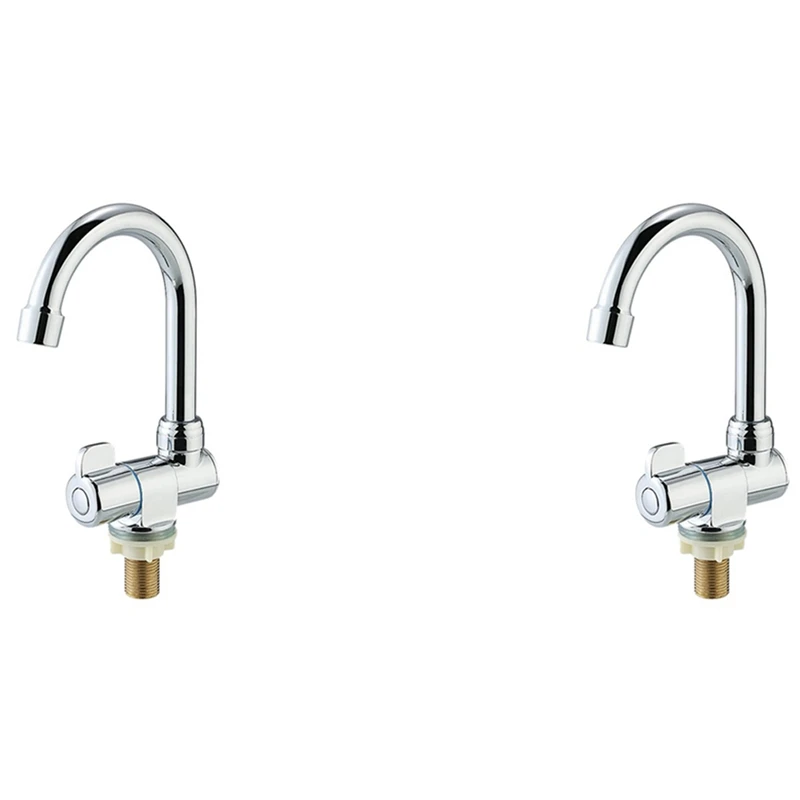 

2X Rotation Copper Basin Faucet Cold Deck Kitchen Folding Caravan Bathroom Tap For Marine Boat Deck Camper