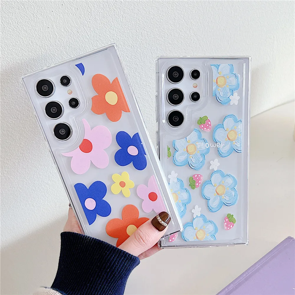 Coque de téléphone Samsung en Silicone transparent, étui antichoc pour S24, S23, S22 Ultra Plus, S20FE, S21FE, S23FE, Note 20, fleur_voghion.com