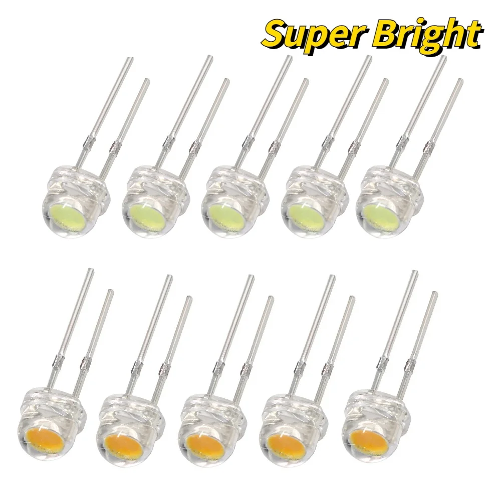 LAOBEI 100pcs LED Diode F5 Super Bright Straw Hat LED 5mm Light ...